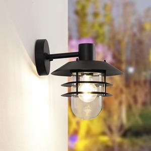 LINDBY Meliora buitenwandlamp, zwart, ijzer, IP44, E27