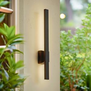 LINDBY LED buiten wandlamp Sakari, zwart, aluminium, 50 cm hoog