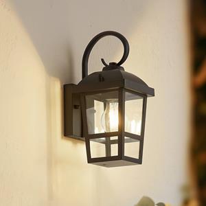 LINDBY Eloane buitenwandlamp, zwart, roestvrij staal, 29 cm