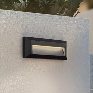 LINDBY LED buitenwandlamp Peker, zwart, set van 2, PC