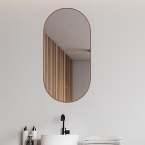 Boss & Wessing Spiegel BWS Mino Ovaal Met LED en Spiegelverwarming 50x100 cm Geborsteld Brons Koper