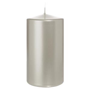 Wiedemann Cilinderkaars/stompkaars - metallic zilver - 13 x 7 cm - 52 branduren -