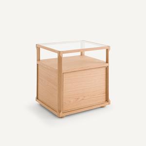 AM.PM Nachtkastje in eik en glas, Iéna, design E. Gallina