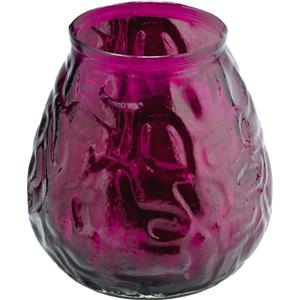 Trend Candles Windlicht kaars - donkerroze - branduren - Glas - 10 x 10 cm - Terraskaarsen/tuinkaars -