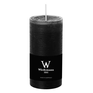 Wiedemann Cilinderkaars/stompkaars - rustieke kaars - zwart - 6 x 12 cm - branduren -