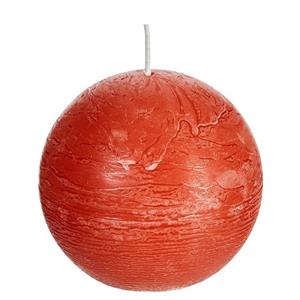SPAAS rustieke bolkaars - oranje - 1x - D8 cm - 24 branduren - ronde kaarsen -