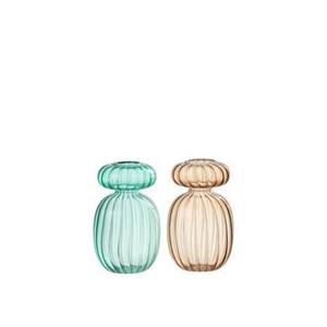 J-Line vaas Michel - glas - aqua|beige - 2 stuks - 13 cm hoog