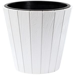 Prosperplast Plantenpot Wood Style - kunststof - wit - D30 cm