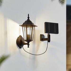 LINDBY LED wandlamp op zonne-energie Sayata, zwart, aluminium, lantaarn