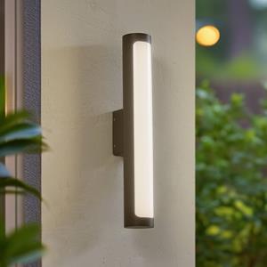 LUCANDE LED buiten wandlamp Tuberia, antraciet, metaal, Ø 7cm