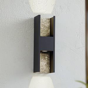 LUCANDE LED buitenwandlamp Lavrin, zwart/marmer, aluminium