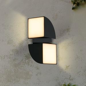 Searchlight Dakota LED buiten wandlamp, zwart, hoogte 21 cm, 2-lamps uitvoering