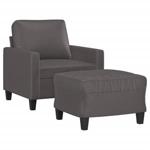 vidaXL Fauteuil met voetenbank 60 cm kunstleer grijs