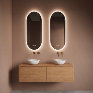Gliss Design Spiegelset  Orion 2 st. Oval Verticaal 40x100 cm met LED-Verlichting en Spiegelverwarming
