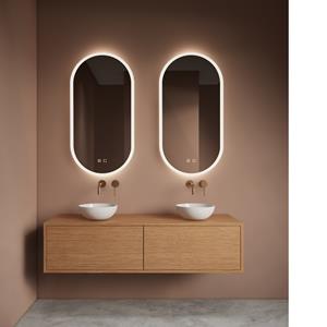 Gliss Design Spiegelset  Orion 2 st. Oval Verticaal 50x100 cm met LED-Verlichting en Spiegelverwarming