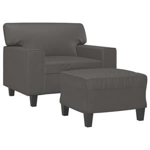 vidaXL Fauteuil met voetenbank 60 cm kunstleer grijs
