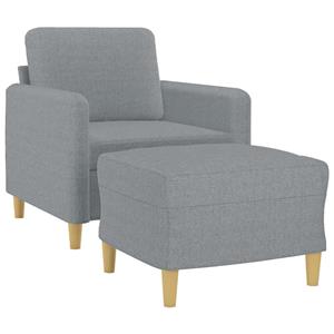 vidaXL Fauteuil met voetenbank 60 cm stof lichtgrijs