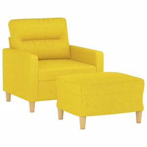 vidaXL Fauteuil met voetenbank 60 cm stof lichtgeel