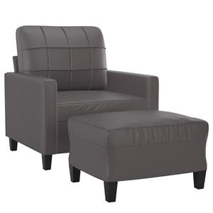 vidaXL Fauteuil met voetenbank 60 cm kunstleer grijs