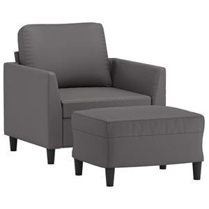 vidaXL Fauteuil met voetenbank 60 cm kunstleer grijs