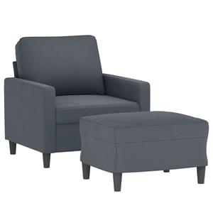 vidaXL Fauteuil met voetenbank 60 cm fluweel donkergrijs