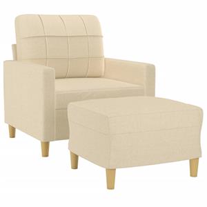 vidaXL Fauteuil met voetenbank 60 cm stof crèmekleurig