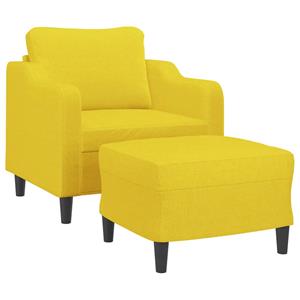 vidaXL Fauteuil met voetenbank 60 cm stof lichtgeel