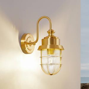 LINDBY buitenwandlamp Adalie, messing, roestvrij staal