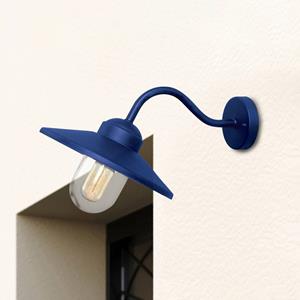 ELSTEAD Buitenwandlamp Klampenborg, blauw, lantaarn, roestvrij staal