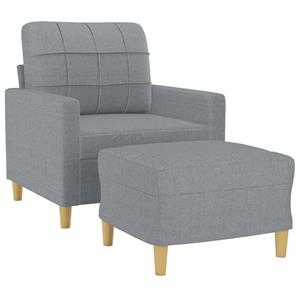 vidaXL Fauteuil met voetenbank 60 cm stof lichtgrijs