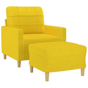 vidaXL Fauteuil met voetenbank 60 cm stof lichtgeel