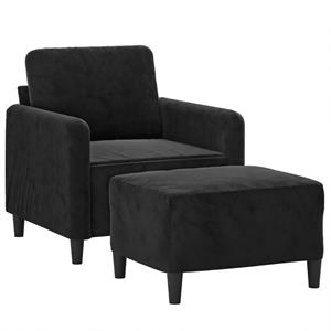 vidaXL Fauteuil met voetenbank 60 cm fluweel zwart
