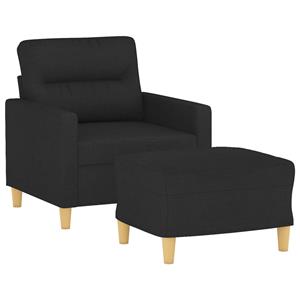 vidaXL Fauteuil met voetenbank 60 cm stof zwart