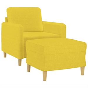 vidaXL Fauteuil met voetenbank 60 cm stof lichtgeel