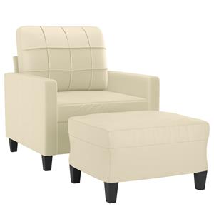 vidaXL Fauteuil met voetenbank 60 cm kunstleer crèmekleurig