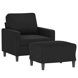 vidaXL Fauteuil met voetenbank 60 cm fluweel zwart