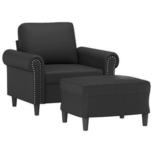vidaXL Fauteuil met voetenbank 60 cm kunstleer zwart