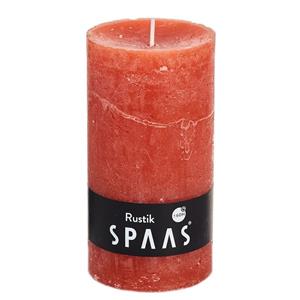 SPAAS rustieke cilinderkaars/stompkaars - 1x - oranje - 7 x 13 cm - 60 branduren -