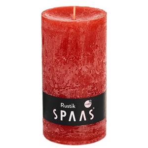 SPAAS rustieke cilinderkaars/stompkaars - 1x - rood - 7 x 13 cm - 60 branduren -