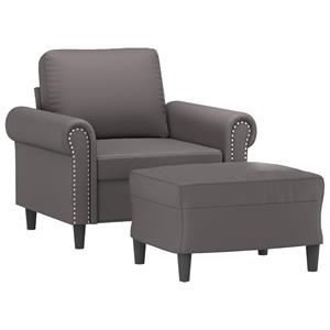 vidaXL Fauteuil met voetenbank 60 cm kunstleer grijs