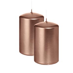 Wiedemann Cilinderkaars/stompkaars - 2x - metallic roségoud - 6 x 8 cm - 29 branduren -