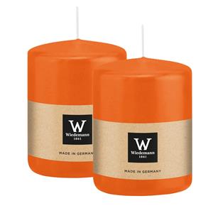 Wiedemann Cilinderkaars/stompkaars - 2x - oranje - 6 x 8 cm - 29 branduren -