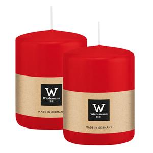 Wiedemann Cilinderkaars/stompkaars - 2x - rood - 6 x 8 cm - 29 branduren -