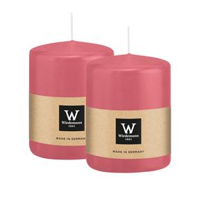 Wiedemann Cilinderkaars/stompkaars - 2x - roze - 6 x 8 cm - 29 branduren -