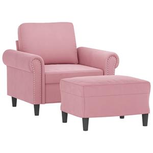 vidaXL Fauteuil met voetenbank 60 cm fluweel roze