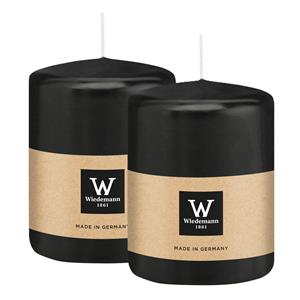 Wiedemann Cilinderkaars/stompkaars - 2x - zwart - 6 x 8 cm - 29 branduren -