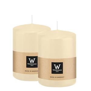 Wiedemann Cilinderkaars/stompkaars - 2x - creme wit - 6 x 8 cm - 29 branduren -