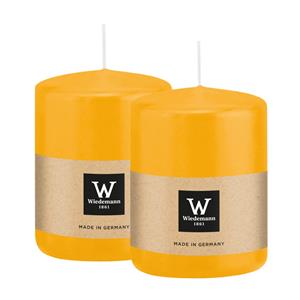 Wiedemann Cilinderkaars/stompkaars - 2x - geel - 6 x 8 cm - 29 branduren -