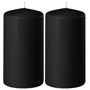 Enlightening Candles 2x Zwarte cilinderkaarsen/stompkaarsen 6 x 8 cm 27 branduren -