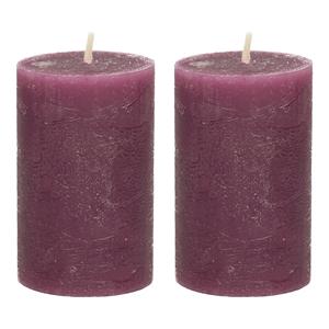 Merkloos Stompkaars/cilinderkaars - 2x - bordeaux rood - 5 x 8 cm - klein rustiek model -